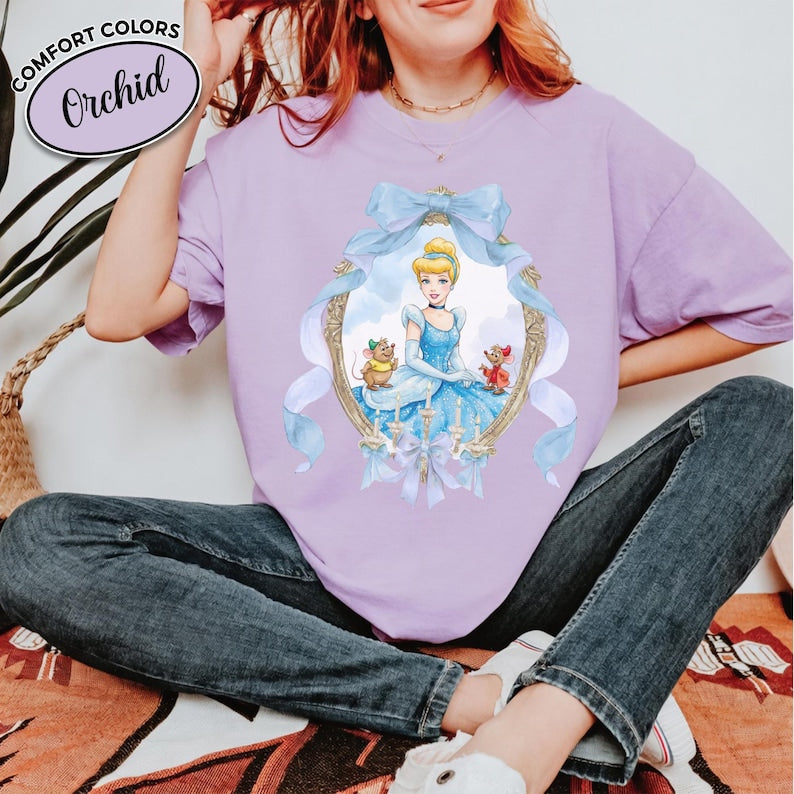 Disney Princess Shirt Watercolor Bow Frame Portrait Tee product image 6