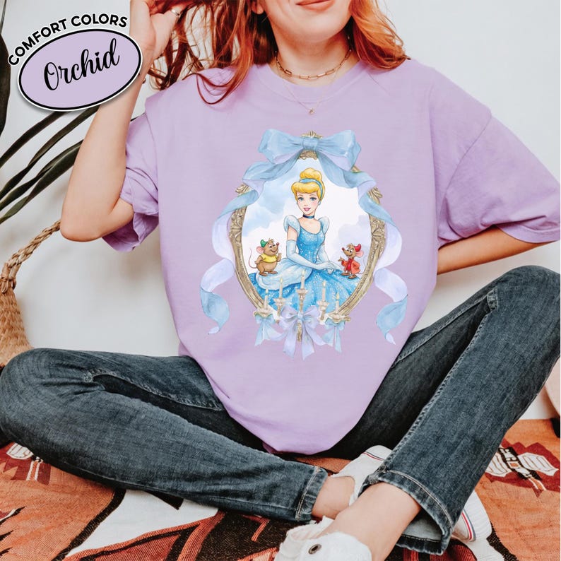 Disney Princess Shirt Watercolor Bow Frame Portrait Tee product image 6