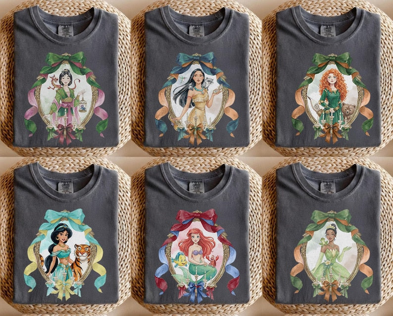 Disney Princess Shirt Watercolor Bow Frame Portrait Tee product image 2