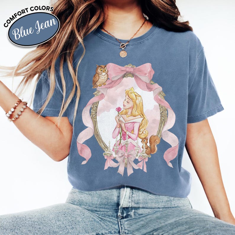 Disney Princess Shirt Watercolor Bow Frame Portrait Tee product image 7