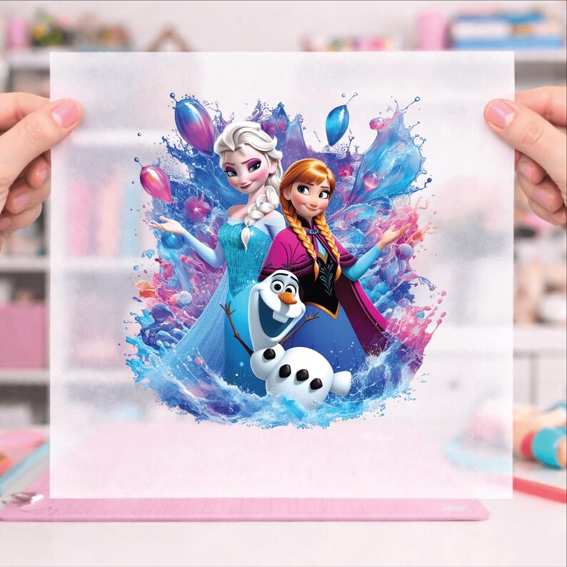 Frozen Elsa Anna Olaf DTF Transfer, Disney Inspired Kids Shirt Print, Ready to Press Heat Transfer, Cartoon Character DTF, DIY Tee Design