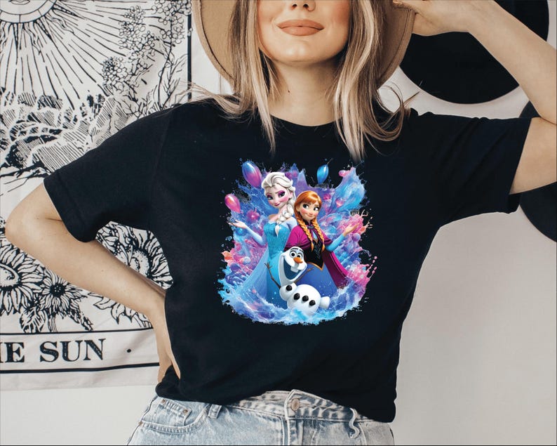 Frozen Elsa Anna Olaf DTF Transfer, Disney Inspired Kids Shirt Print, Ready to Press Heat Transfer, Cartoon Character DTF, DIY Tee Design