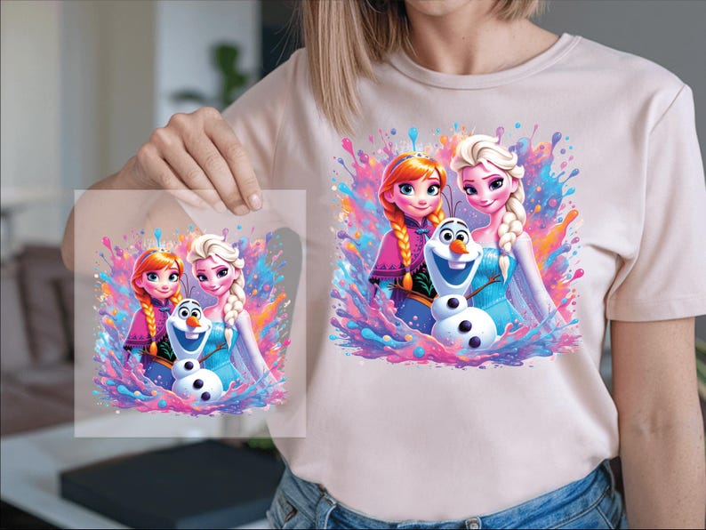 Frozen Elsa Anna Olaf DTF, Disney Inspired Kids Shirt Print product image 2