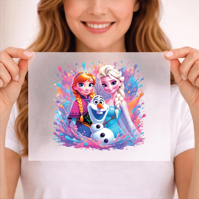 Frozen Elsa Anna Olaf DTF, Disney Inspired Kids Shirt Print product image 6