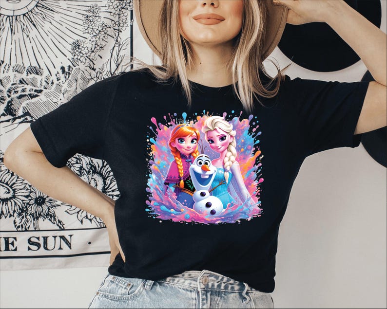 Frozen Elsa Anna Olaf DTF, Disney Inspired Kids Shirt Print product image 5