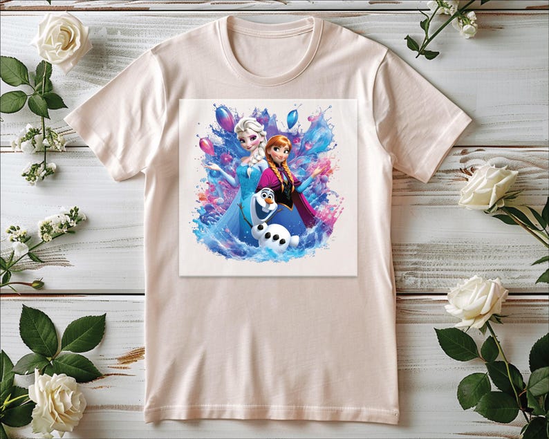 Frozen Elsa Anna Olaf DTF Transfer, Disney Inspired Kids Shirt Print, Ready to Press Heat Transfer, Cartoon Character DTF, DIY Tee Design