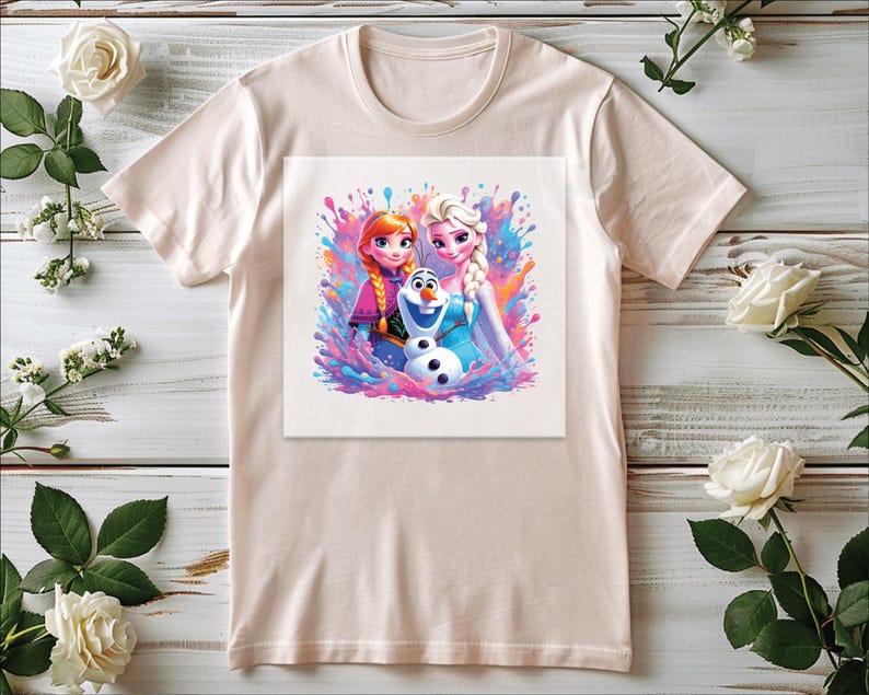 Frozen Elsa Anna Olaf DTF, Disney Inspired Kids Shirt Print product image 7