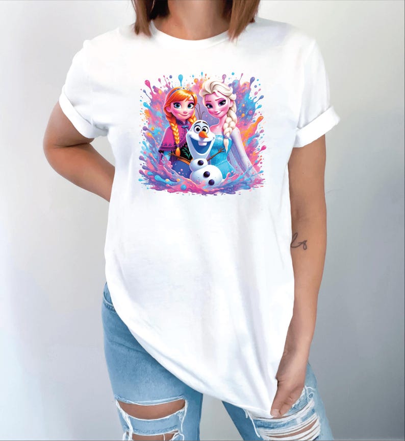 Frozen Elsa Anna Olaf DTF, Disney Inspired Kids Shirt Print product image 10