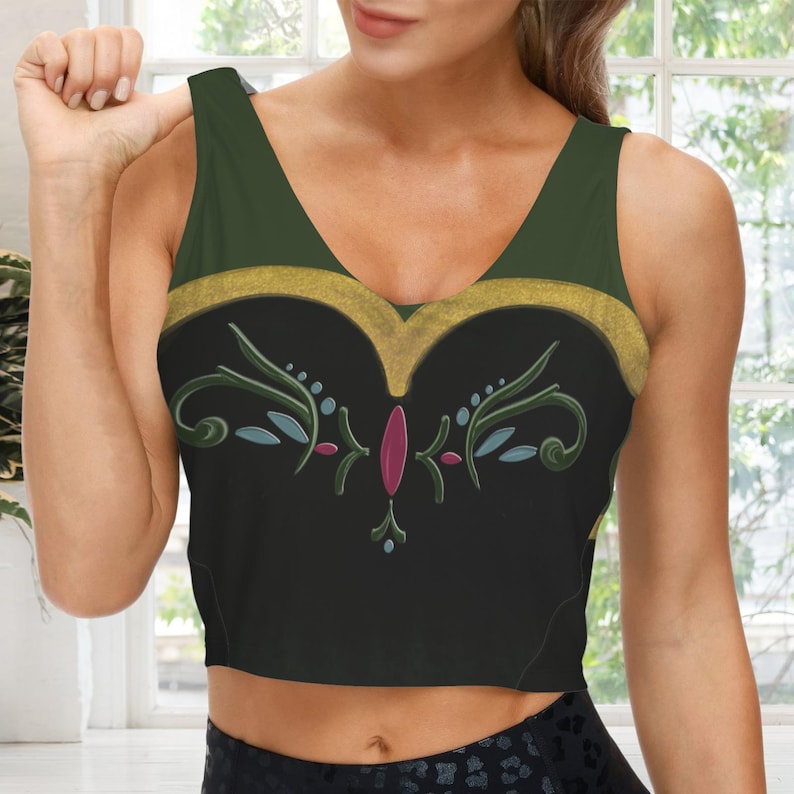 Scandinavian frozen Ice Princess Coronation Crop top | Womens Anna cosplay costume Tank Active park set | Nordic Queen rundisney Outfit