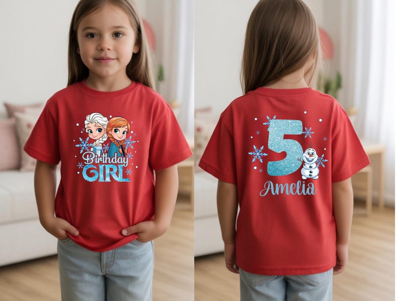 Custom Name Frozen Birthday Shirt, Elsa & Anna Girl Tee product image 2