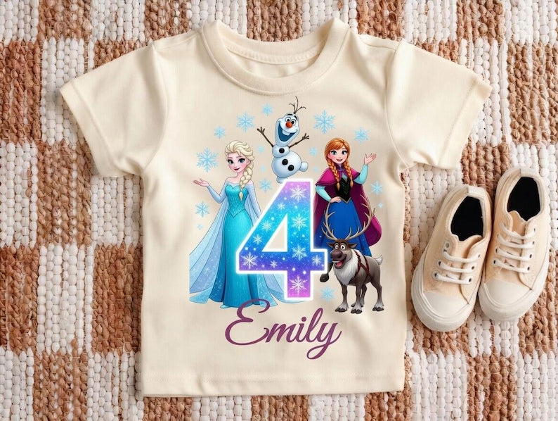 Ice Princess Birthday Shirt, Snow Sister Custom Age Name product image 1