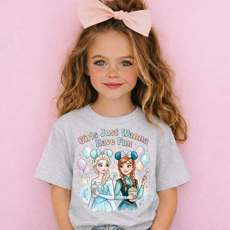 Girls Just Wanna Have Fun Disney Shirt, Elsa and Anna product image 4