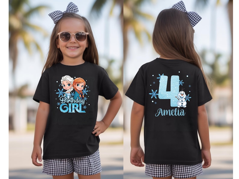 Custom Name Frozen Birthday Shirt, Elsa & Anna Girl Tee product image 3
