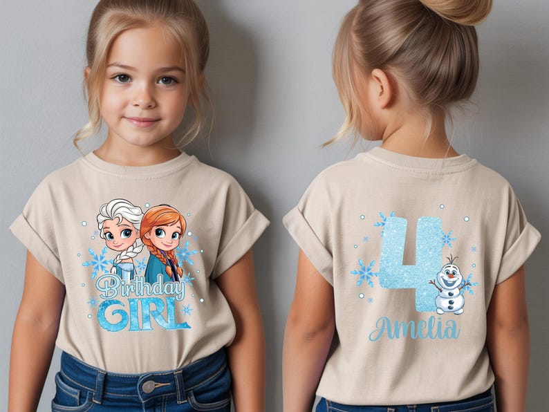 Custom Name Frozen Birthday Shirt, Elsa & Anna Girl Tee product image 4