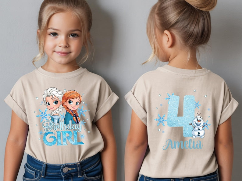Custom Name Frozen Birthday Shirt, Elsa & Anna Girl Tee product image 4