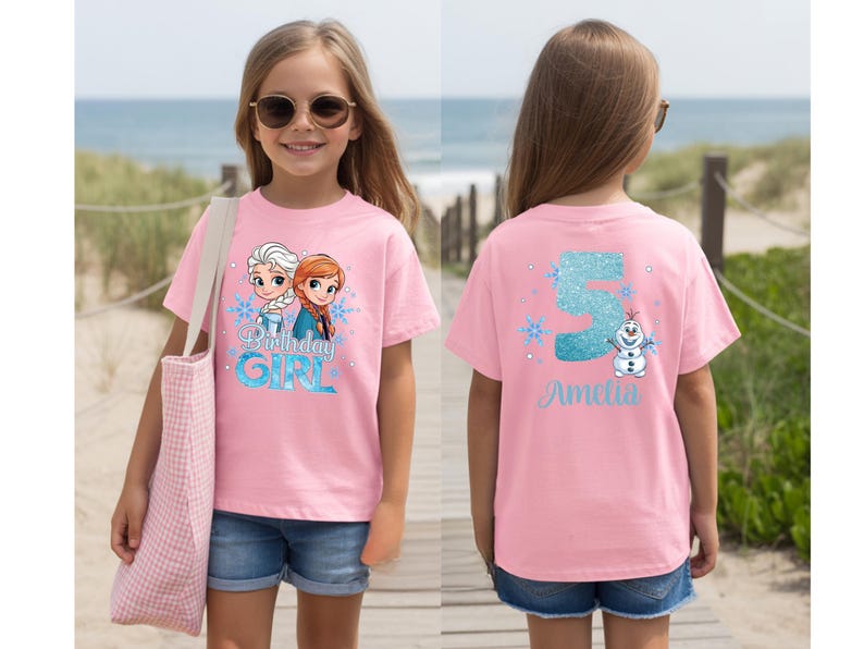 Custom Name Frozen Birthday Shirt, Elsa & Anna Girl Tee product image 5