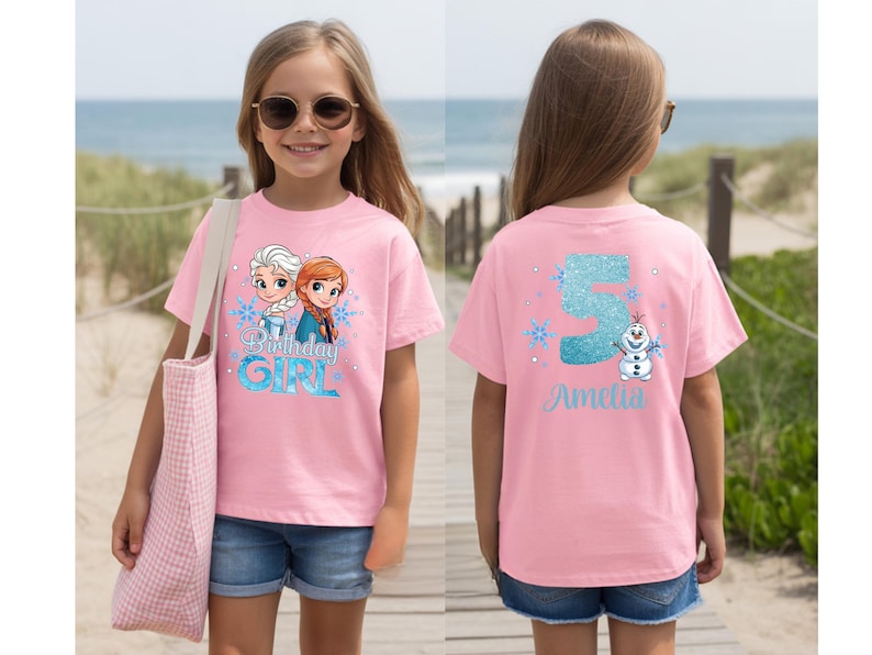 Custom Name Frozen Birthday Shirt, Elsa & Anna Girl Tee product image 5
