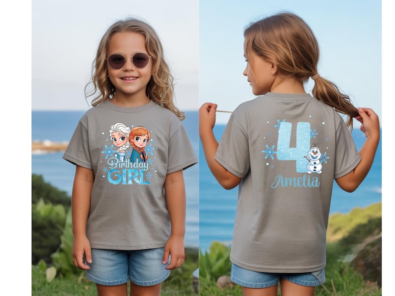 Custom Name Frozen Birthday Shirt, Elsa & Anna Girl Tee product image 6