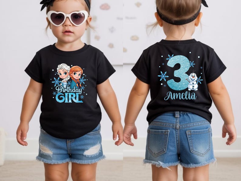 Custom Name Frozen Birthday Shirt, Elsa & Anna Girl Tee product image 7
