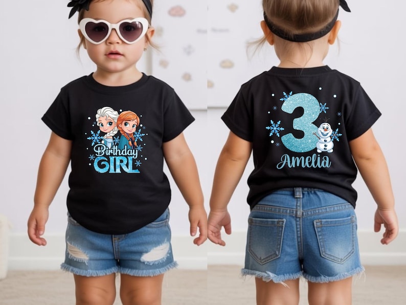 Custom Name Frozen Birthday Shirt, Elsa & Anna Girl Tee product image 7