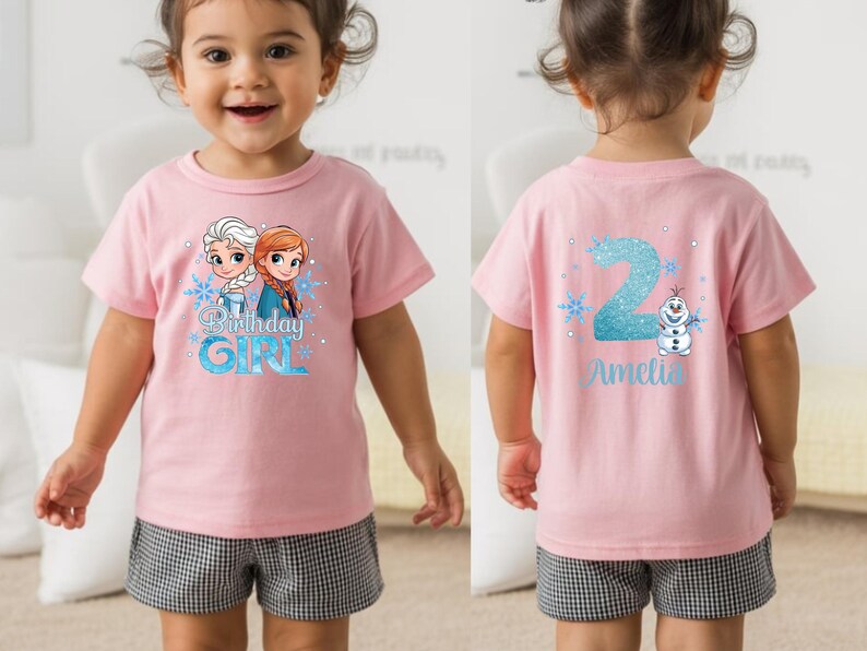Custom Name Frozen Birthday Shirt, Elsa & Anna Girl Tee product image 8