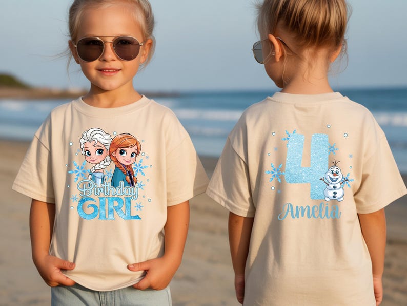 Custom Name Frozen Birthday Shirt, Elsa & Anna Girl Tee product image 9