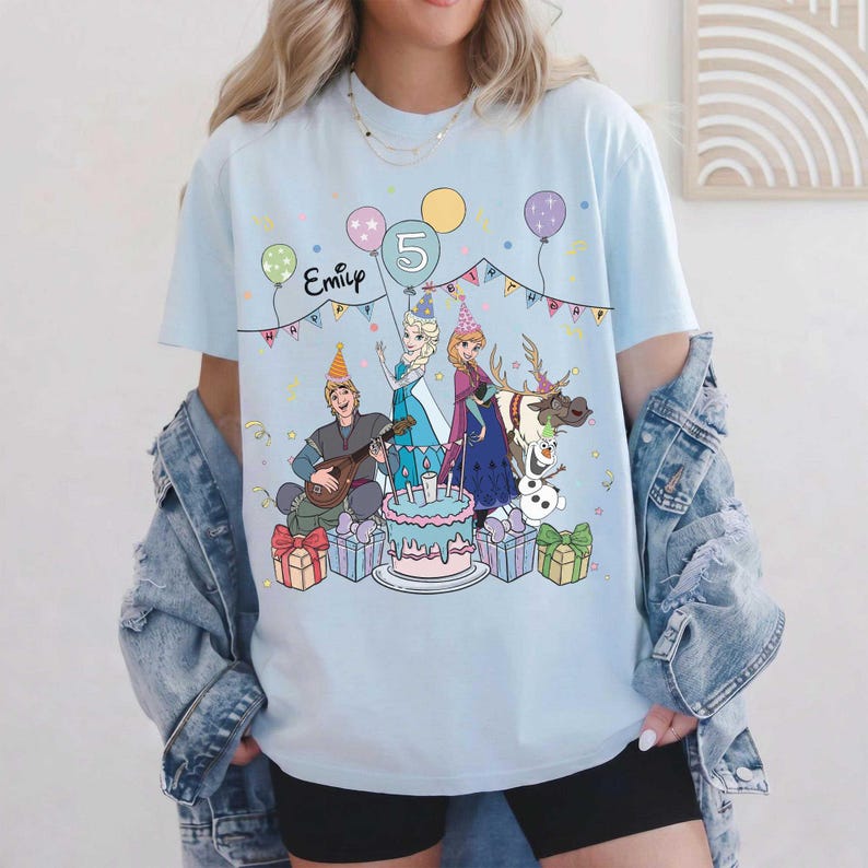 Personalized Frozen Birthday Shirt, Custom Name and Age Tee, Elsa Anna Olaf Party Outfit, Birthday Girl Disney Shirt, Toddler Birthday Gift