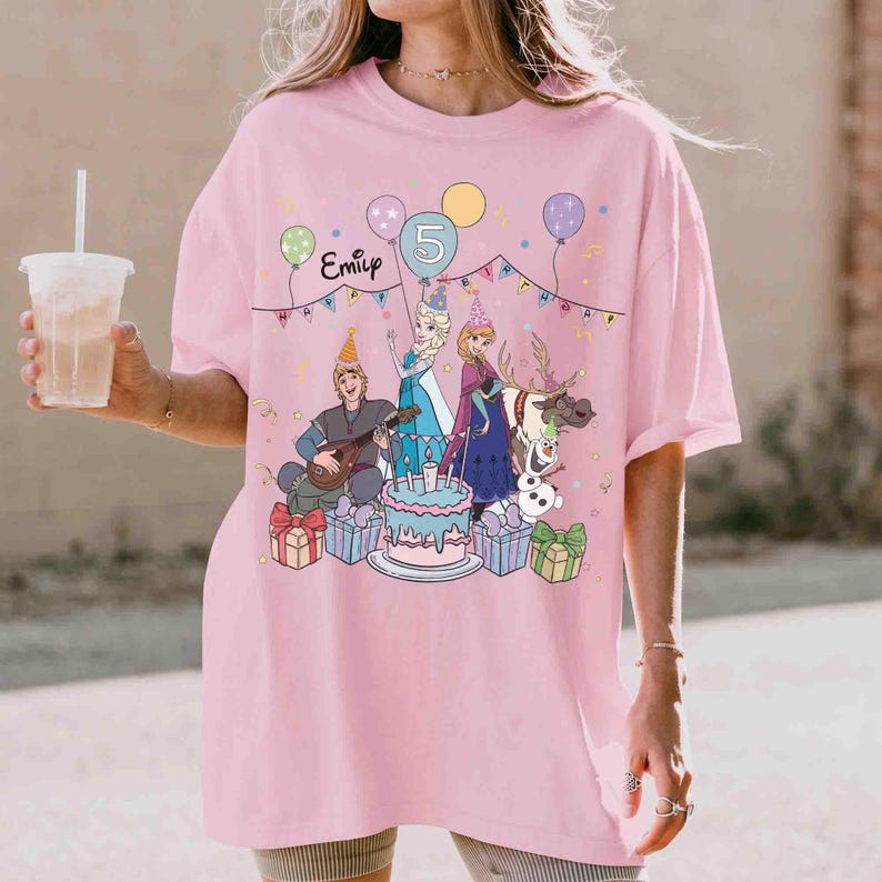 Personalized Frozen Birthday Shirt, Custom Name and Age Tee, Elsa Anna Olaf Party Outfit, Birthday Girl Disney Shirt, Toddler Birthday Gift