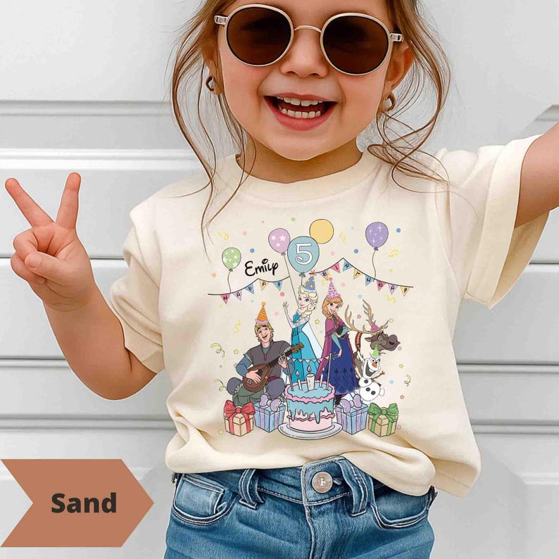 Personalized Frozen Birthday Shirt, Custom Name and Age Tee, Elsa Anna Olaf Party Outfit, Birthday Girl Disney Shirt, Toddler Birthday Gift