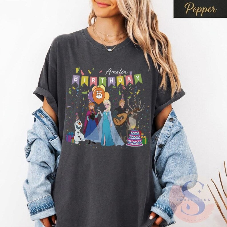 Custom Frozen Birthday Shirt, Personalized Name & Age Tee product image 4