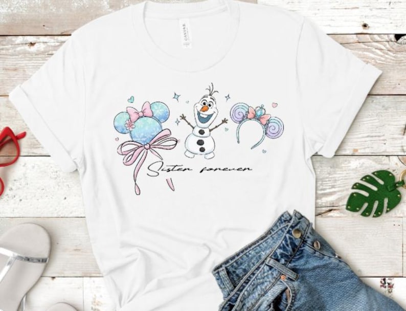 Elsa and Anna Theme Minnie Ears with Olaf Shirt/Frozen product image 1