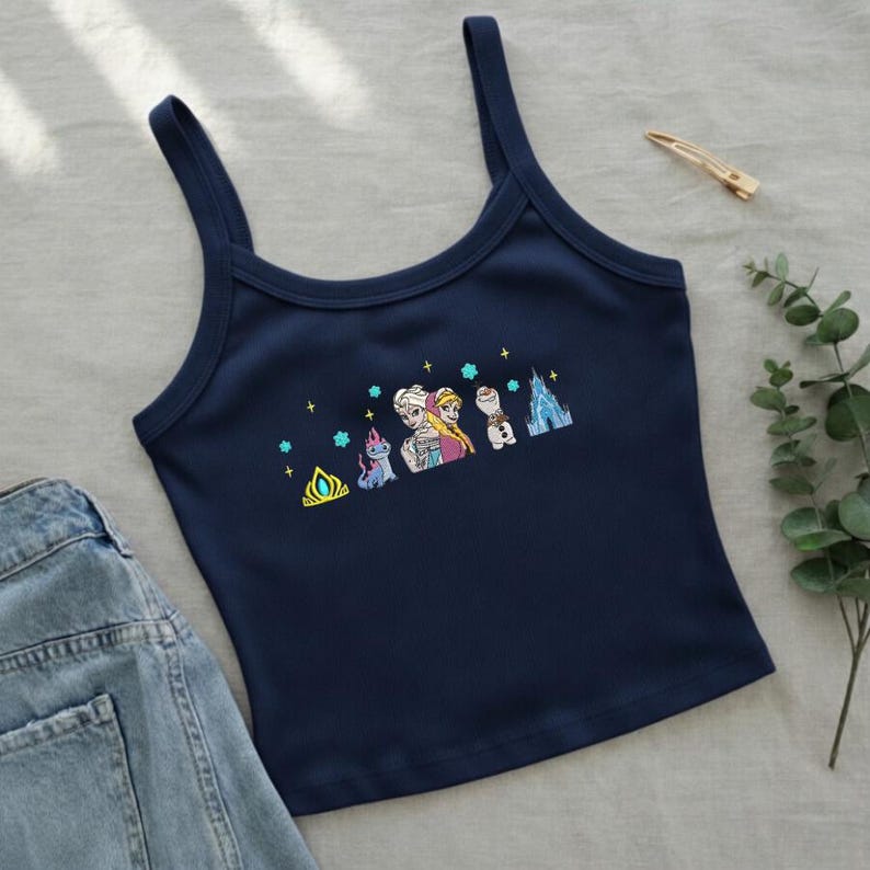 Embroidered Disney Princess Elsa Anna Olaf Tank Top, Frozen product image 4