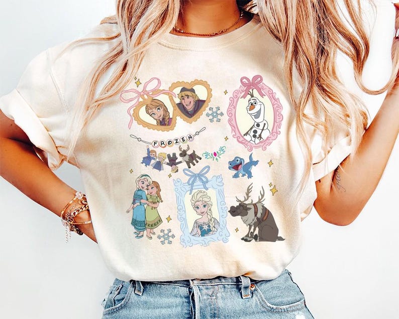 Vintage Frozen Characters Shirt, Cute Coquette Bows product image 1