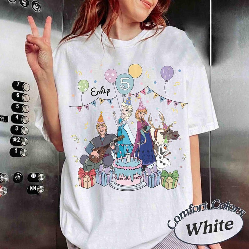 Personalized Frozen Birthday Shirt, Custom Name and Age Tee, Elsa Anna Olaf Party Outfit, Birthday Girl Disney Shirt, Toddler Birthday Gift