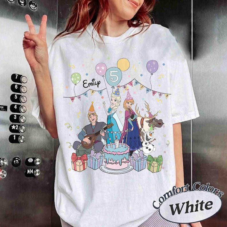 Personalized Frozen Birthday Shirt, Custom Name and Age Tee, Elsa Anna Olaf Party Outfit, Birthday Girl Disney Shirt, Toddler Birthday Gift
