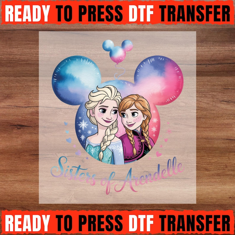 Frozen Elsa and Anna DTF Transfer, Sisters of Arendelle Ready to Press DTF, Disney Frozen Sisters Shirt Transfer, Elsa Anna Princess DTF