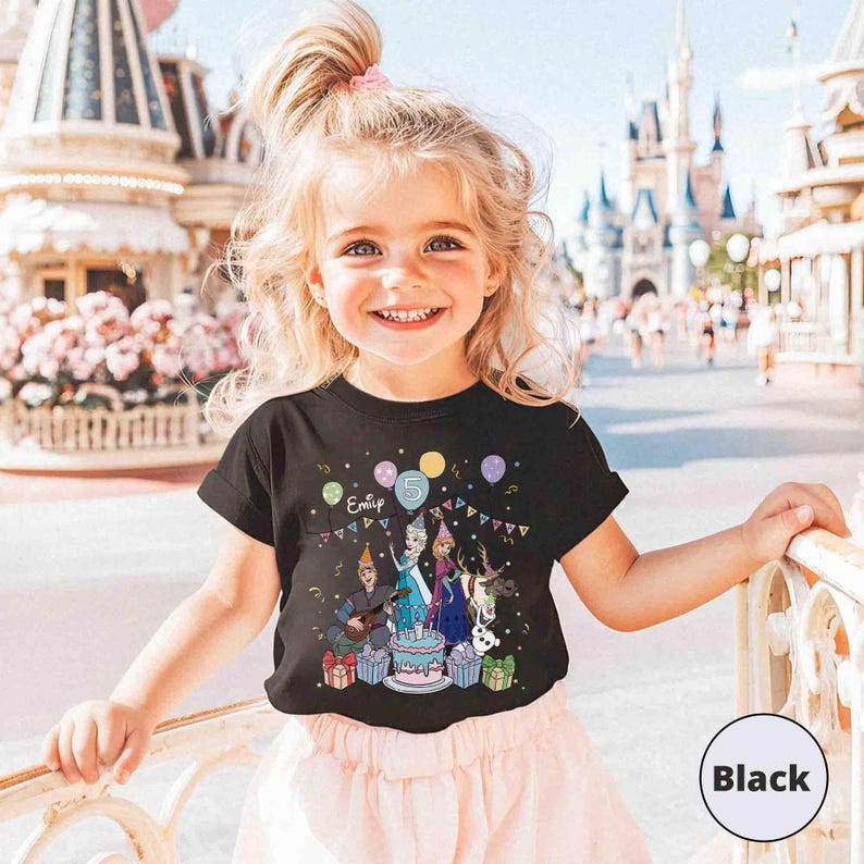 Personalized Frozen Birthday Shirt, Custom Name and Age Tee, Elsa Anna Olaf Party Outfit, Birthday Girl Disney Shirt, Toddler Birthday Gift