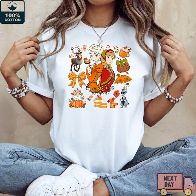 Frozen Fall Shirt, Elsa Anna Olaf Sven Autumn Tee, Disney Pumpkin Shirt, Frozen Friends Thanksgiving Shirt, Fall Holiday Gift