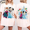Disney Christmas Shirt, Frozen Castle Tee, Daisy Duck as Anna Minnie as Elsa Matching Top, Cute Holiday Character Graphic T-Shirt for Trip