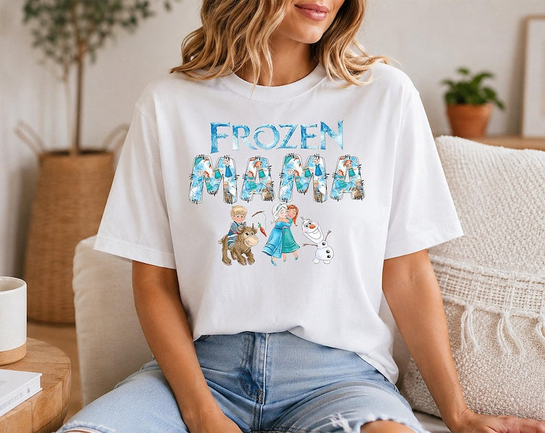Frozen Mama T-Shirt, Disney Frozen Mom Tee, Cartoon Disney Mama Tshirt, Funny Winter Mom Shirt, Elsa Anna Olaf Tee, Disney Mom Gift