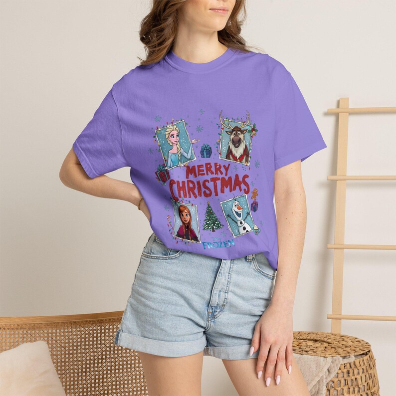 Frozen Christmas Comfort Colors Shirt, Elsa Anna Olaf product image 15