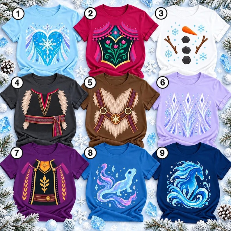 Frozen Halloween Cosplay Shirt, Elsa Anna Olaf Tee, All product image 1