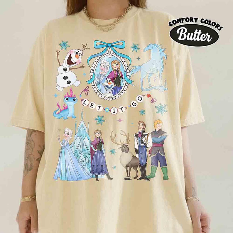 Watercolor Coquette Disney Frozen Let It Go T-Shirt, Elsa product image 7