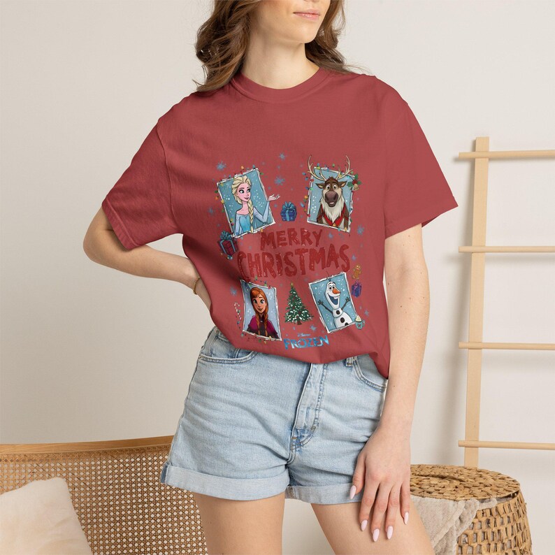 Frozen Christmas Comfort Colors Shirt, Elsa Anna Olaf product image 17