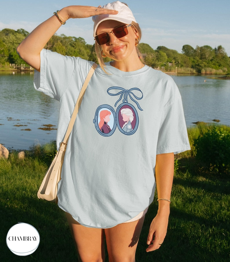 Anna and Elsa Frozen Locket T-shirt | Disney Princess Sisters