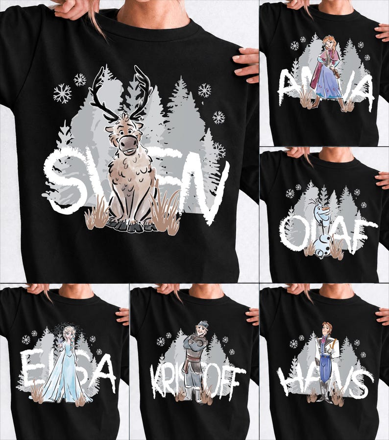 Winter Frozen Shirt, Disney Characters Tee, Matching Family product image 3