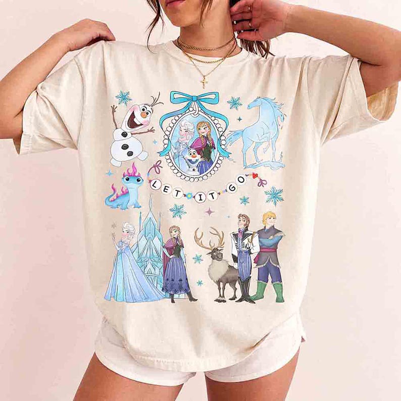 Watercolor Coquette Disney Frozen Let It Go T-Shirt, Elsa product image 1