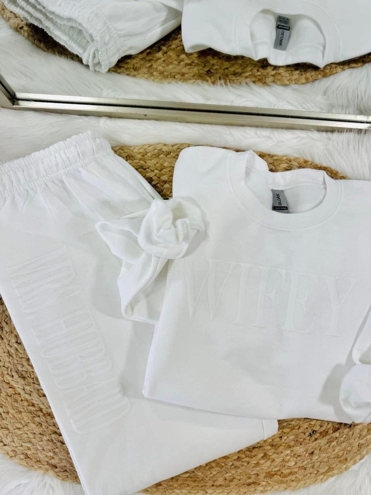 Tonal Wifey Custom White Puff Sweat Set product image 1