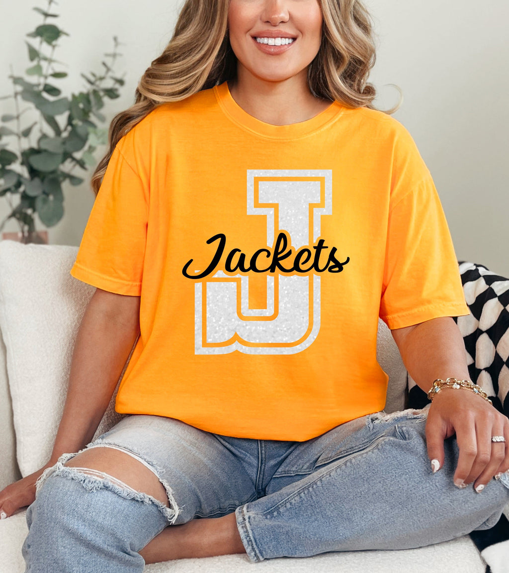 Varsity Glitter Letter Cursive Puff Graphic GAME20 Apparel