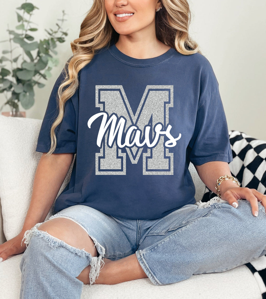 Varsity Glitter Letter Cursive Puff Graphic GAME20 Apparel